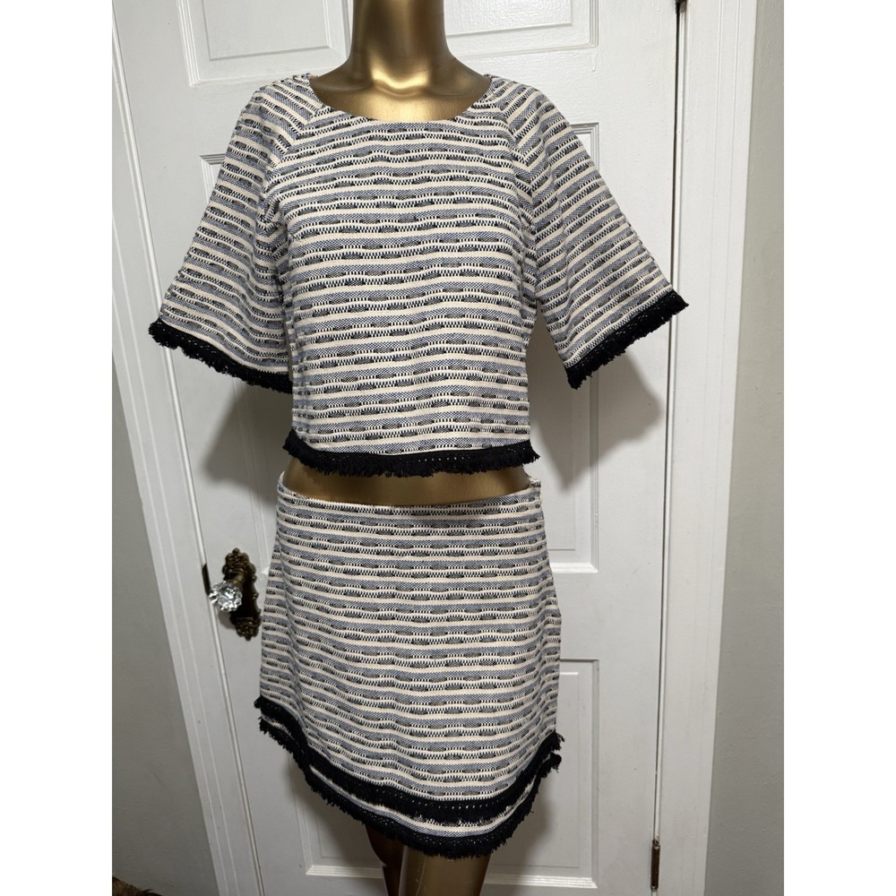 Two Piece Lush Brand Outfit Shirt Skirt Womens Matching Size Medium Large Cream